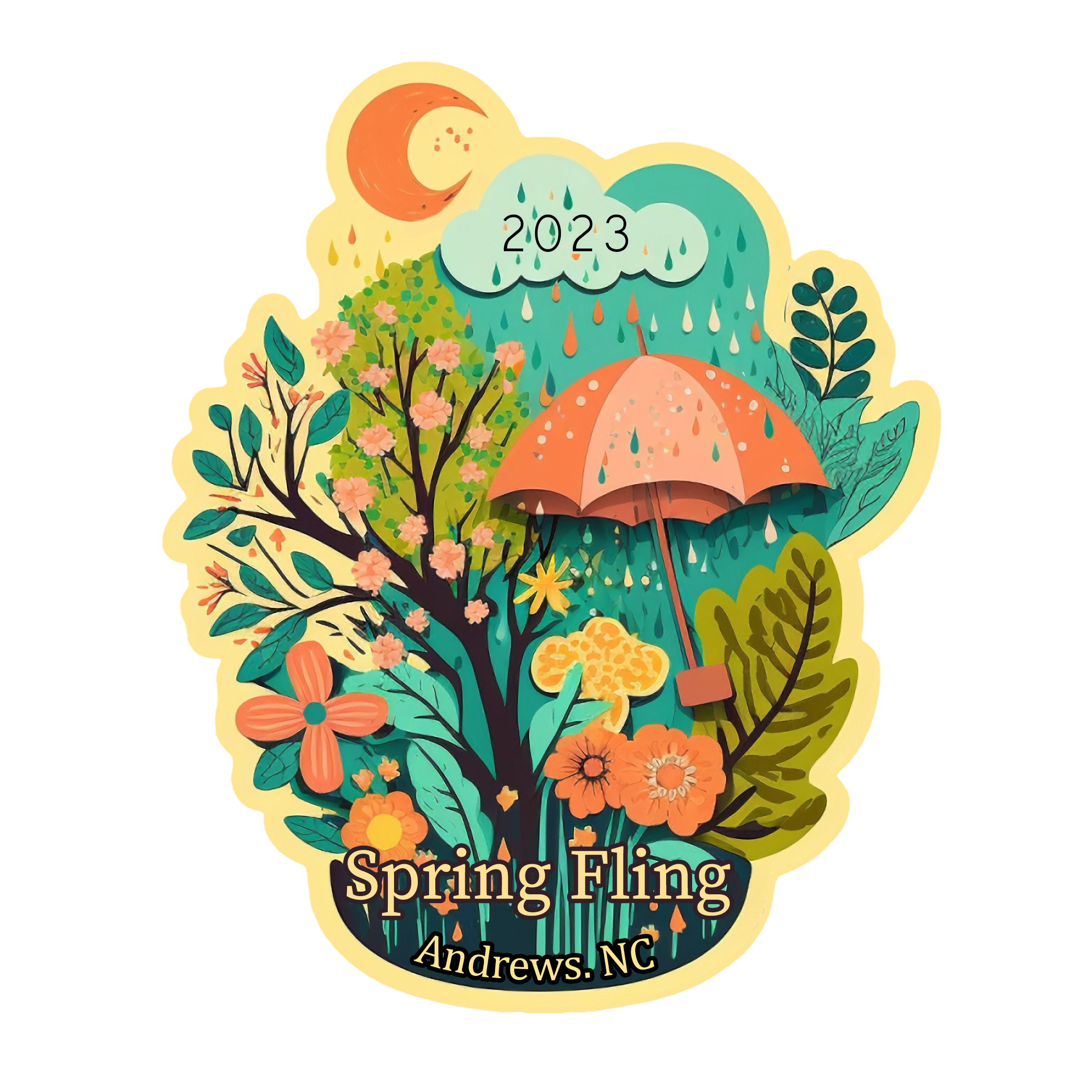 2023 Spring Fling Commemorative Pin & Sticker Design